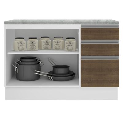 Balcão de Pia Glamy 2 Portas 3 Gavetas Branco/rustic Madesa