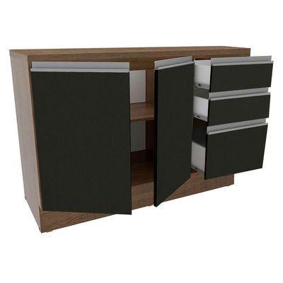 Balcão de Pia Glamy 2 Portas 3 Gavetas Rustic/preto Madesa