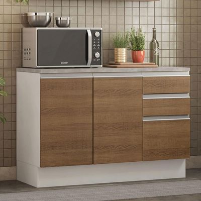Balcão de Pia Glamy 2 Portas 3 Gavetas Branco/rustic Madesa