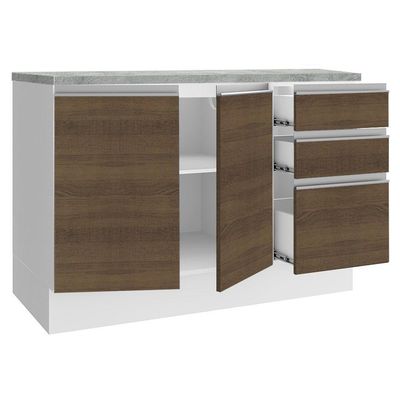 Balcão de Pia Glamy 2 Portas 3 Gavetas Branco/rustic Madesa