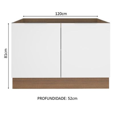 Balcão de Pia Stella 2 Portas Rustic/branco Madesa