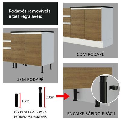 Balcão De Pia Cozinha 100% Mdf 120 Cm 2 Portas Branco/rustic Acordes Madesa Branco/rustic
