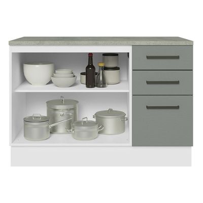 Balcão De Pia Cozinha 2 Portas E 3 Gavetas (com Tampo) Branco/cinza Agata Madesa Branco/cinza