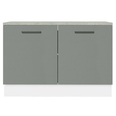 Balcão De Pia Cozinha 2 Portas (com Tampo) Branco/cinza Agata Madesa Branco/cinza