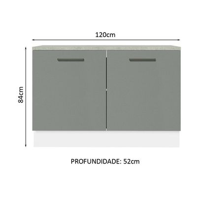 Balcão De Pia Cozinha 2 Portas (com Tampo) Branco/cinza Agata Madesa Branco/cinza