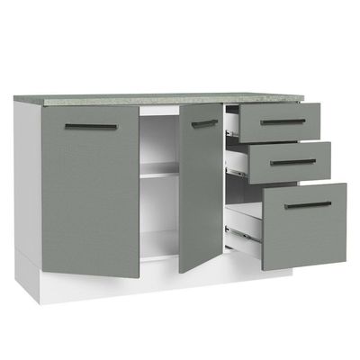 Balcão De Pia Cozinha 2 Portas E 3 Gavetas (com Tampo) Branco/cinza Agata Madesa Branco/cinza