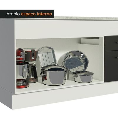 Balcão De Pia 150 Cm 2 Portas E 2 Gavetas Branco/Preto