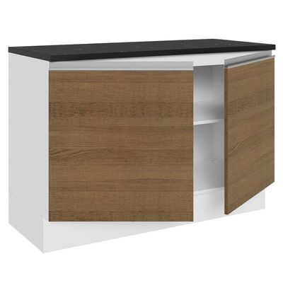 Balcão De Pia Cozinha 100% Mdf 120 Cm 2 Portas Branco/rustic Acordes Madesa Branco/rustic