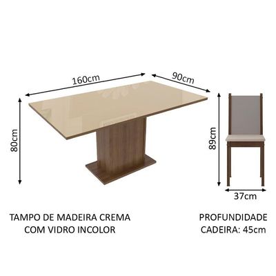 Sala de Jantar Moscou Plus Tampo de Vidro 6 Cadeiras Madesa