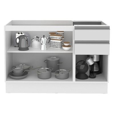 Balcão de Pia Acordes Glamy 120cm MDF 3 Portas Branco Madesa