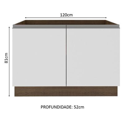 Balcão de Pia Glamy 2 Portas Rustic e Branco Madesa