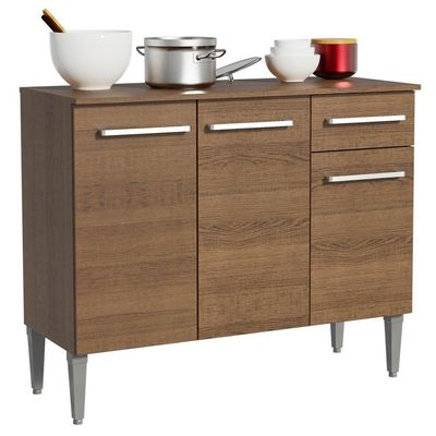 Balcão de Pia Emilly 3 Portas 1 Gaveta Rustic Madesa