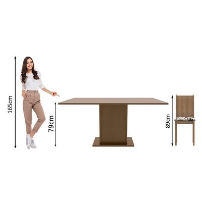 Sala de Jantar Megan Mesa Tampo de Madeira 6 Cadeiras Madesa