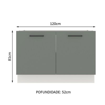Balcão de Pia Madesa Agata 2 Portas - Branco/Cinza