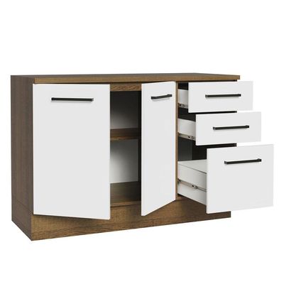 Balcão De Pia Cozinha 2 Portas E 3 Gavetas (com Tampo) Rustic/branco Agata Madesa Rustic/branco