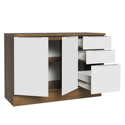 Balcão De Pia Cozinha 2 Portas E 3 Gavetas (com Tampo) Rustic/branco Stella Madesa Rustic/branco
