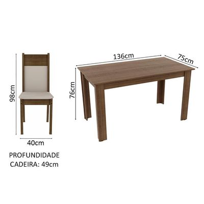 Sala de Jantar Jaíne Mesa de Madeira com 6 Cadeiras Madesa
