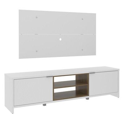 Rack Metz e Painel para TV Sala de Estar Branco Madesa