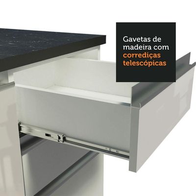 Balcão De Pia Cozinha 100% Mdf 120 Cm 3 Portas E 2 Gavetas Branco Acordes Madesa Branco