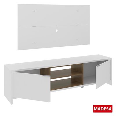 Rack Metz e Painel para TV Sala de Estar Branco Madesa