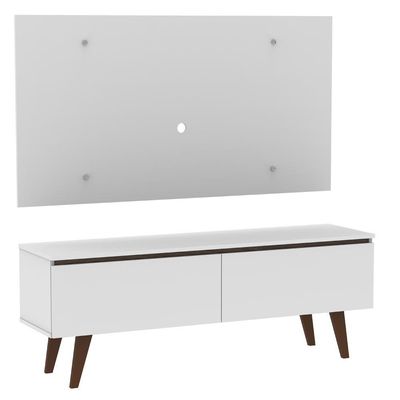 Rack Le Mans e Painel TV 55 Polegadas 2 Portas Branco Madesa