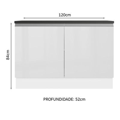 Balcão De Pia Cozinha 100% Mdf 120 Cm 2 Portas Branco Acordes Madesa Branco