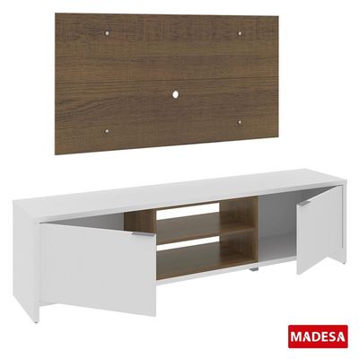 Rack Metz Branco e Painel para TV Rustic Madesa