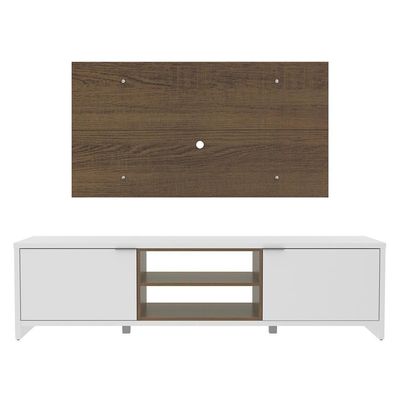 Rack Metz Branco e Painel para TV Rustic Madesa