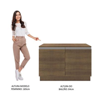 Balcão de Pia Madesa Glamy 120Cm 2 Portas com Tampo Rustic