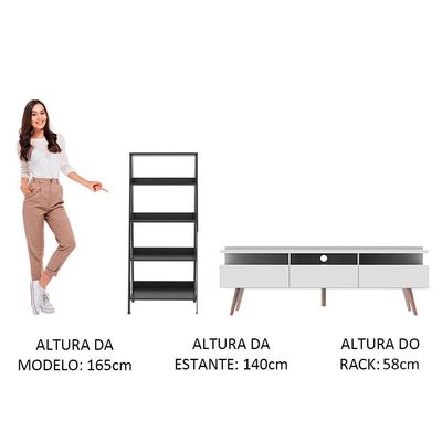 Rack Para Tv Até 65 Polegadas Madesa Londres Estante Escada