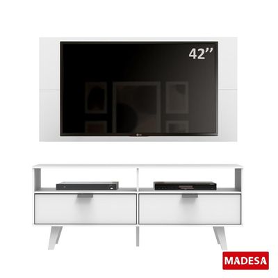 Rack Oslo e Painel para TV Sala de Estar Branco Madesa