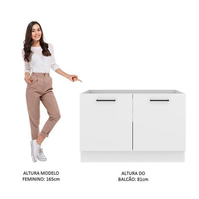 Balcão De Pia Madesa Agata 2 Portas - Branco Rustic/branco