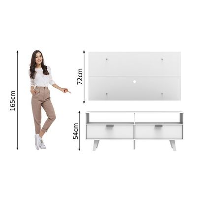 Rack Oslo e Painel para TV Sala de Estar Branco Madesa