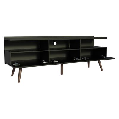 "Rack para TV até 65"" Madri com Pés de Madeira Preto Madesa"