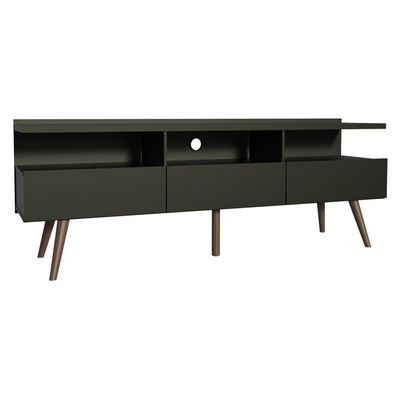"Rack para TV até 65"" Madri com Pés de Madeira Preto Madesa"