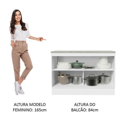 Balcão De Pia Cozinha 2 Portas (com Tampo) Branco Agata Madesa Branco