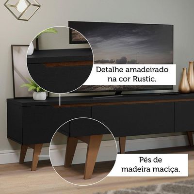 Rack para TV Reims com Pés Palito Preto Madesa