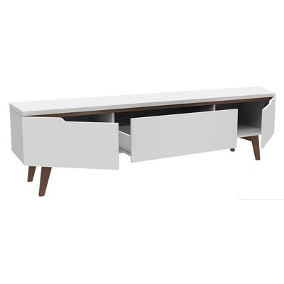 "Rack Retrô Reims Para Tv Até 75"" Pés De Madeira Branco"