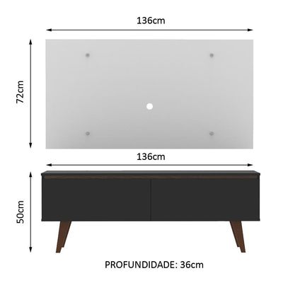 "Rack Madesa Le Mans e Painel para Tv Até 55"" 2 Portas"