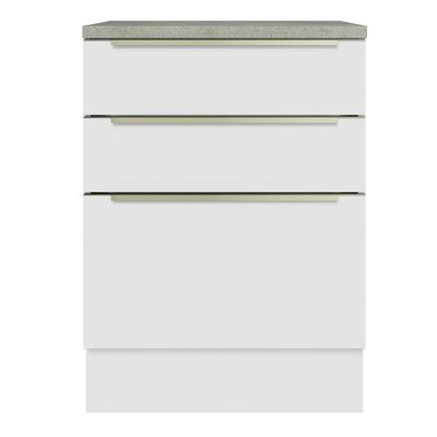 Balcão 60Cm 3GVT Branco/Branco Veludo Lux Madesa Branco