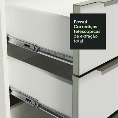 Balcão 60Cm 3GVT Branco/Branco Veludo Lux Madesa Branco