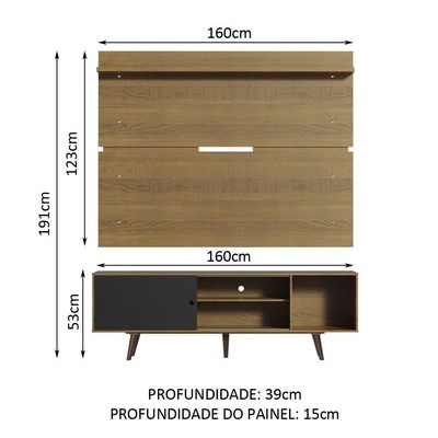Rack Madesa Dubai e Painel para Tv até 65 Polegadas com Pés