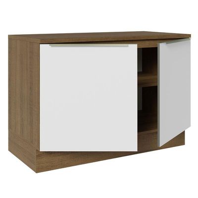 Balcão De Pia 120Cm 2PTS Rustic/Branco Veludo Lux Madesa