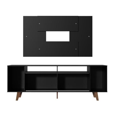 "Rack Madesa e Painel Para Tv Até 58"" com Pés Preto 8nd8"