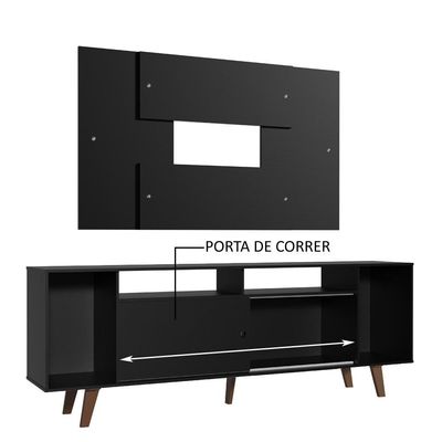 "Rack Madesa e Painel Para Tv Até 58"" com Pés Preto 8nd8"
