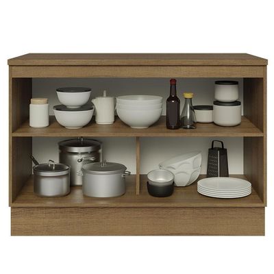 Balcão De Pia 120Cm 2PTS Rustic/Branco Veludo Lux Madesa