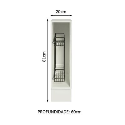 Balcão Porta-temperos Lux, Glamy e Stella 20 X 60cm Branco
