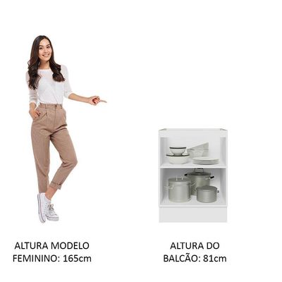 Balcão 60 Cm 1 Porta (sem Tampo) Branco/Branco Veludo