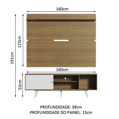 Rack Madesa Dubai e Painel para Tv até 65 Polegadas com Pés