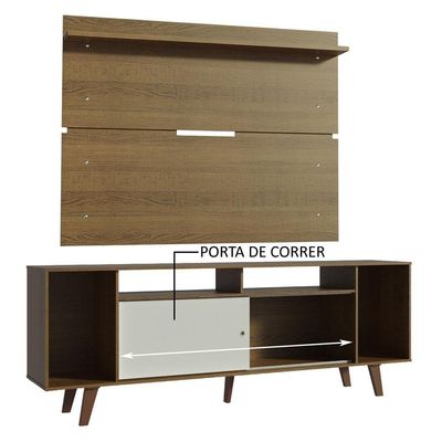 Rack Madesa Cancun com Pés e Painel para Tv Até 65'' Rustic